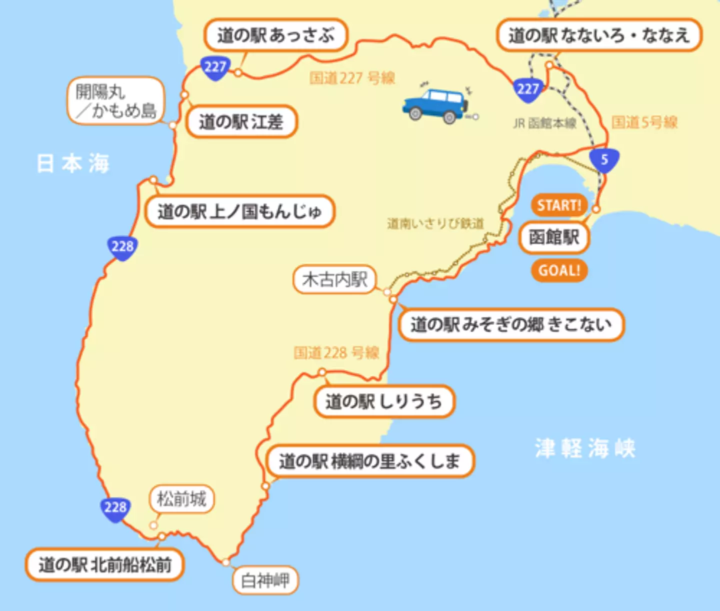函館からぐるっと250キロ、道の駅巡りドライブ